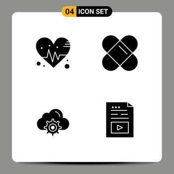 concepto de glifo sólido para sitios web móviles y aplicaciones amor configuración de parches de entretenimiento medios elementos de diseño vectorial editables vector