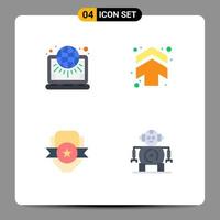 4 paquete de iconos planos de interfaz de usuario de signos y símbolos modernos de insignia de globo mundo flechas emblema elementos de diseño vectorial editables vector