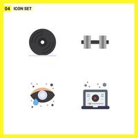 4 User Interface Flat Icon Pack of modern Signs and Symbols of disc ophthalmology dumbbell weight learning Editable Vector Design Elements