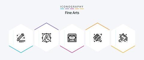 Fine Arts 25 Line icon pack including . . spotlight. brush. arts vector