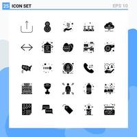 User Interface Pack of 25 Basic Solid Glyphs of arrow cloud hand data hardware Editable Vector Design Elements