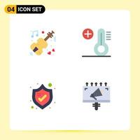 Pack of 4 Modern Flat Icons Signs and Symbols for Web Print Media such as marriage shield wedding temperature advertisement Editable Vector Design Elements