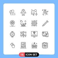 Outline Pack of 16 Universal Symbols of music vacuum astronaut equipment cleaning Editable Vector Design Elements