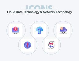 Cloud Data Technology And Network Technology Flat Icon Pack 5 Icon Design. cell. computing. money. cloud . timer vector