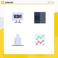 User Interface Pack of 4 Basic Flat Icons of monitor data camera food paper Editable Vector Design Elements