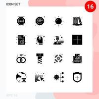 Pictogram Set of 16 Simple Solid Glyphs of management library shopping education back to school Editable Vector Design Elements