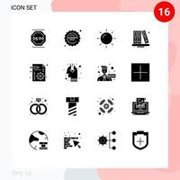 Pictogram Set of 16 Simple Solid Glyphs of management library shopping education back to school Editable Vector Design Elements