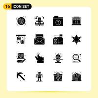 paquete de iconos de vector de stock de 16 signos y símbolos de línea para la polea de la carpeta de investigación de comunicación elementos de diseño de vector editables para el hogar