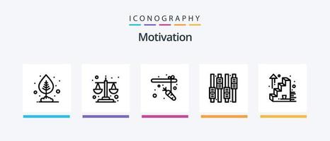 paquete de iconos de la línea de motivación 5 que incluye . trabaja. hora. hora. objetivo. diseño de iconos creativos vector
