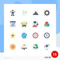 User Interface Pack of 16 Basic Flat Colors of browser hydropower landscape hydro electrical Editable Pack of Creative Vector Design Elements