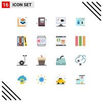 16 Flat Color concept for Websites Mobile and Apps id folder graduation file digital Editable Pack of Creative Vector Design Elements