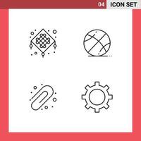 Mobile Interface Line Set of 4 Pictograms of chinese education celebration game finance Editable Vector Design Elements