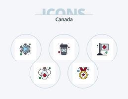 Canadá línea llena de icono paquete 5 diseño de icono. postre. cuchara. globos néctar. cazo vector