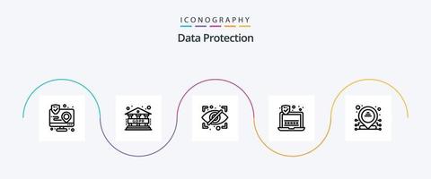 paquete de iconos de línea de protección de datos 5 que incluye ip. dirección. bloquear. ordenador portátil. contraseña vector