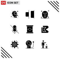 Group of 9 Solid Glyphs Signs and Symbols for coin spam mask preserves mute Editable Vector Design Elements