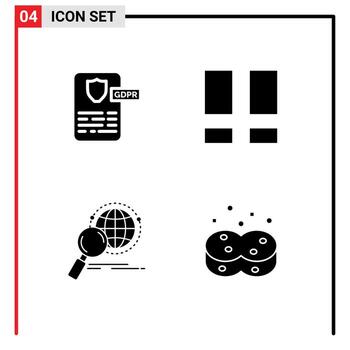 Set of 4 Commercial Solid Glyphs pack for controller globe project layout research Editable Vector Design Elements
