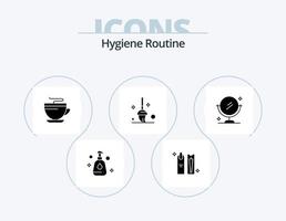 Hygiene Routine Glyph Icon Pack 5 Icon Design. clean. mirror. tea. mop. bucket vector