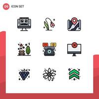 9 Filledline Flat Color concept for Websites Mobile and Apps help park map love destination Editable Vector Design Elements