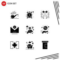 9 iconos creativos signos y símbolos modernos de crecimiento correo electrónico corazón cierre bloque elementos de diseño vectorial editables vector