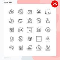 paquete de iconos de vector de stock de 25 signos y símbolos de línea para elementos de diseño de vector editables de equilibrio de nube de destino de código de servidor