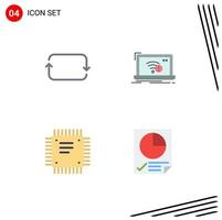 User Interface Pack of 4 Basic Flat Icons of back chip sets internet cpu Editable Vector Design Elements