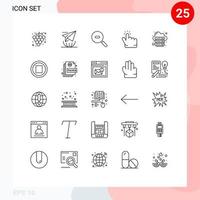 conjunto de 25 líneas vectoriales en la cuadrícula para el servidor que aloja la base de datos de investigación elementos de diseño vectorial editables a mano vector