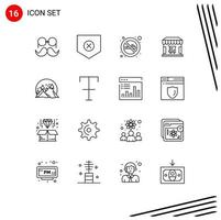 Mobile Interface Outline Set of 16 Pictograms of landscape store x shopping ecommerce Editable Vector Design Elements