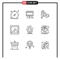 9 Outline concept for Websites Mobile and Apps muffins cake filmstrip picture image Editable Vector Design Elements