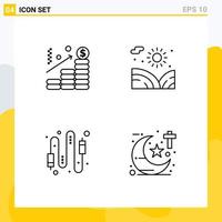 Set of 4 Modern UI Icons Symbols Signs for analysis cable graph lake connection Editable Vector Design Elements