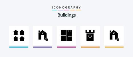 Buildings Glyph 5 Icon Pack Including dessert. ancient. estate. plant. buildings. Creative Icons Design vector