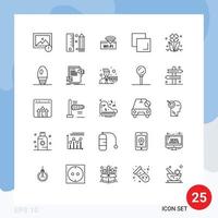 25 iconos creativos, signos y símbolos modernos de flores, flora, capas de hotel, copian elementos de diseño vectorial editables. vector