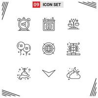 Set of 9 Vector Outlines on Grid for web celebration balance birthday and party balloons Editable Vector Design Elements