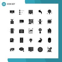 Modern Set of 25 Solid Glyphs Pictograph of coding up network arrow policy Editable Vector Design Elements