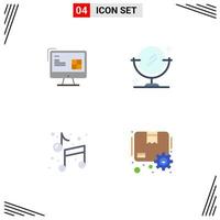 Stock Vector Icon Pack of 4 Line Signs and Symbols for computer art lcd cleaning paint Editable Vector Design Elements