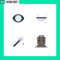 4 Universal Flat Icon Signs Symbols of eye bag sweet firefighter travel Editable Vector Design Elements