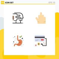 Group of 4 Modern Flat Icons Set for human business fingers digestion credit Editable Vector Design Elements