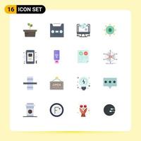 Modern Set of 16 Flat Colors and symbols such as video phone design cash banking Editable Pack of Creative Vector Design Elements