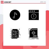 4 Thematic Vector Solid Glyphs and Editable Symbols of key ok alert delivery ad Editable Vector Design Elements