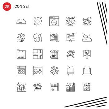 User Interface Pack of 25 Basic Lines of flower chat mac business father Editable Vector Design Elements