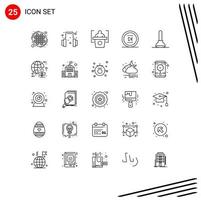 User Interface Pack of 25 Basic Lines of global toilet presentation plunger online Editable Vector Design Elements