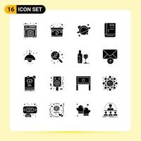 16 Universal Solid Glyphs Set for Web and Mobile Applications living support school help contact Editable Vector Design Elements