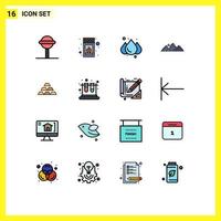 Set of 16 Modern UI Icons Symbols Signs for deposit gold rainy sun nature Editable Creative Vector Design Elements