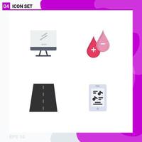 Set of 4 Modern UI Icons Symbols Signs for computer minus imac drop infrastructure Editable Vector Design Elements