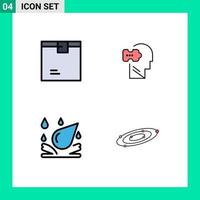 Editable Vector Line Pack of 4 Simple Filledline Flat Colors of box water drop product mind element Editable Vector Design Elements