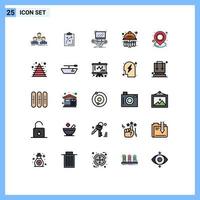 Mobile Interface Filled line Flat Color Set of 25 Pictograms of test tubes online tactics multiplayer gaming Editable Vector Design Elements