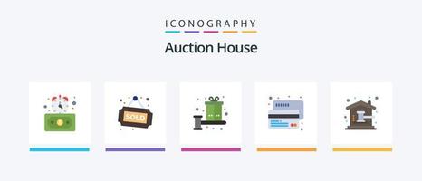 Auction Flat 5 Icon Pack Including auction. credit. balance. card. bonus. Creative Icons Design vector