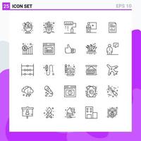 Pictogram Set of 25 Simple Lines of room event coding business programing Editable Vector Design Elements