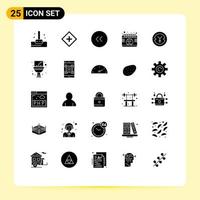 25 User Interface Solid Glyph Pack of modern Signs and Symbols of finance time arrows day calendar Editable Vector Design Elements