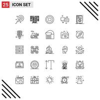 Group of 25 Lines Signs and Symbols for developer app media email chatting Editable Vector Design Elements