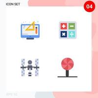 Flat Icon Pack of 4 Universal Symbols of creative complex graphic calculate platform Editable Vector Design Elements